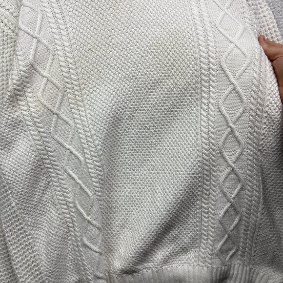 Soul of London 3D Cable Knit Shawl Collar White Sweater Mens 1XL Preppy Read - Picture 7 of 16